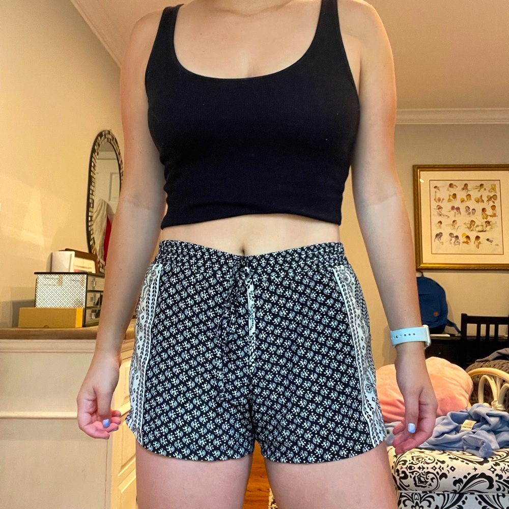Black and White Flowy Shorts